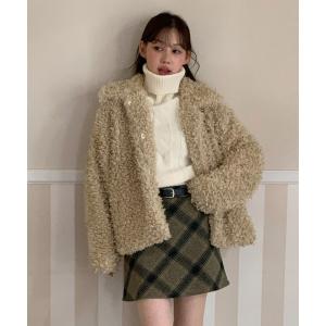 Meiru ステンカラーコート コート プードルファーステンカラーミドル