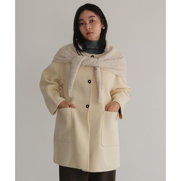 ノーカラーコート コート ストール付きコート レディース