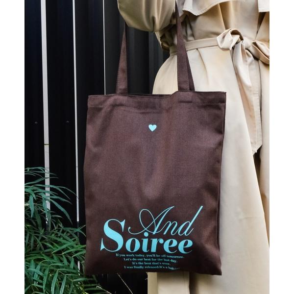 トートバッグ 「＆soiree」メッセージロゴプリントトート レディース