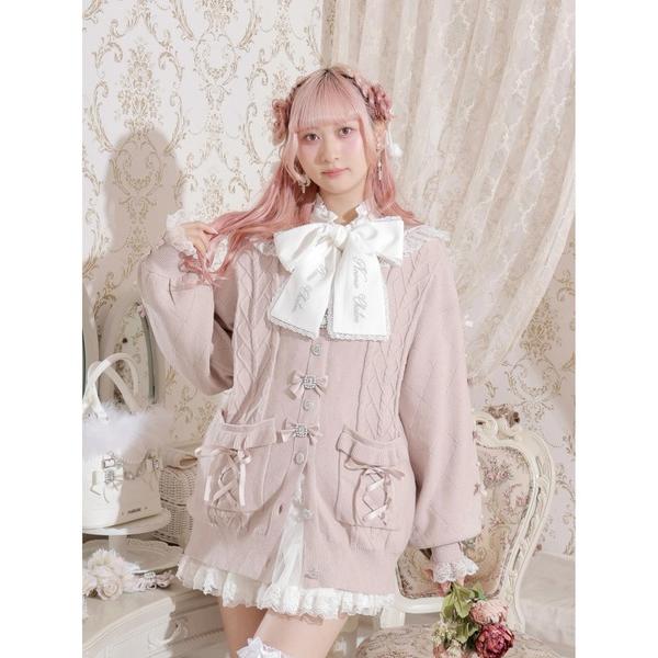 カーディガン メニーリボンケーブルセーラカーデ レディース