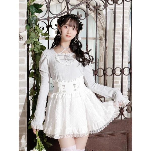 tシャツ お嬢さんバックレースアップフレアスリーブカットソー レディース