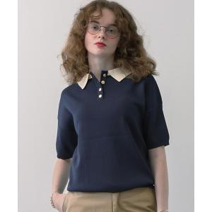 「saloon」 半袖ニット FREE ネイビー レディース