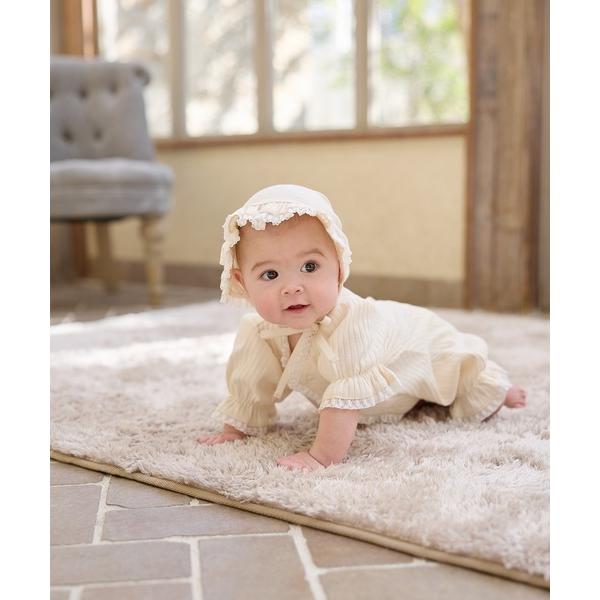 出産祝い リブ× レース ベビー退院着セット(七分丈)