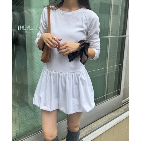 tシャツ 「UNISEX」スウェットやニットのインナーに裾バルーンチュニックリブロンTEE レディー...