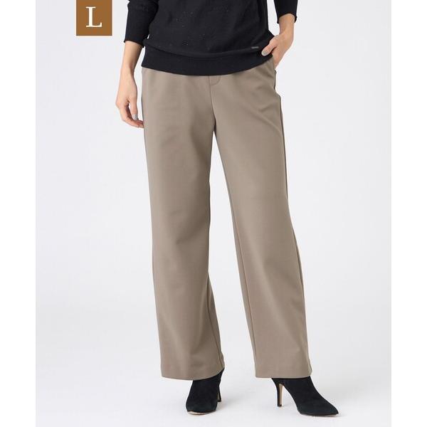 パンツ 「L」「マシンウォッシャブル」バックスエードダンボールニットストレートパンツ レディース
