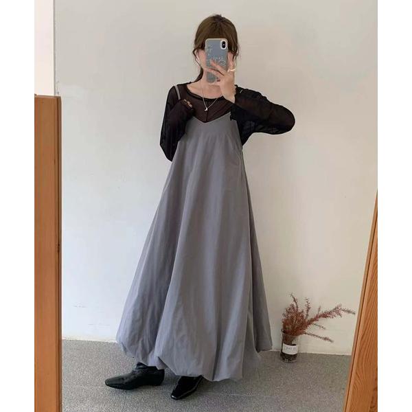 ジャンパースカート Aラインフレア中綿ジャンバースカート