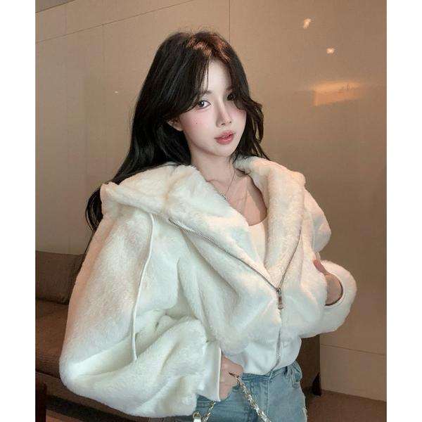 パーカー フェイクファー ビッグフード ショートフーディ レディース