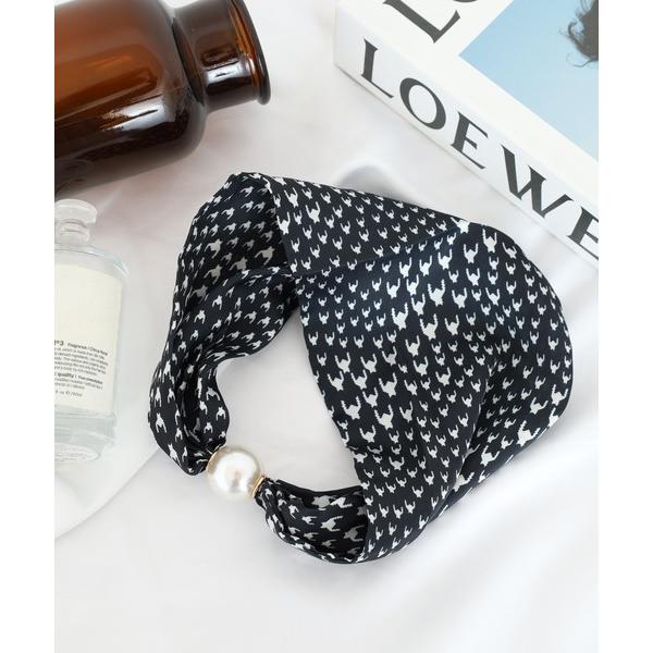 ストール マフラー パール付きプリントスカーフ レディース