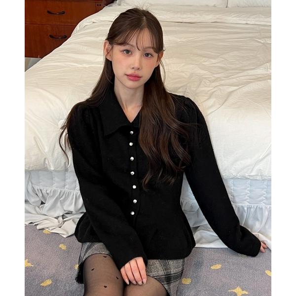 ニット セーター 「着用動画あり・4色展開」パールフレアニットカーディガン レディース