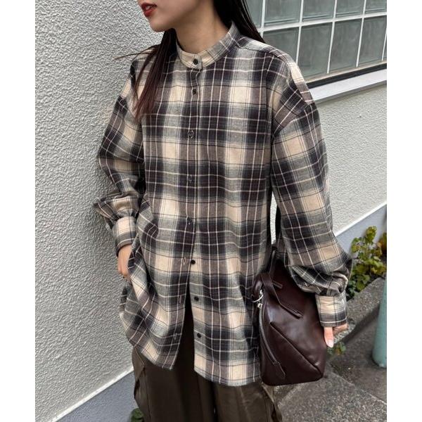 ブラウス シャツ ウエストマークチェックオーバーシャツ レディース