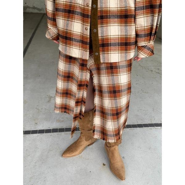 スカート CHECK WRAP SKIRT