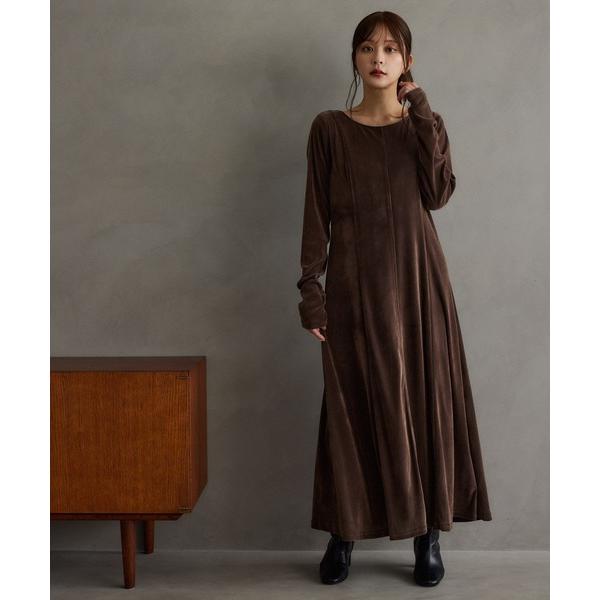 ワンピース 「沖田愛加さんコラボ/選べる着丈」ベロアキリカエラインワンピース621570