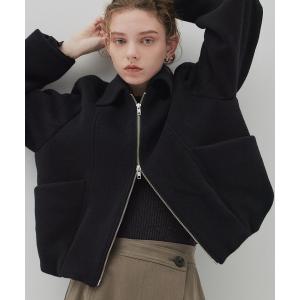 ブルゾン アウター ウールジップタックショートコート レディース