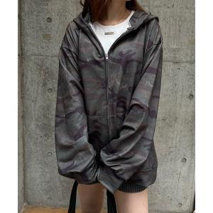 パーカー ジャージ生地カモフラージュジップパーカー レディース メンズ