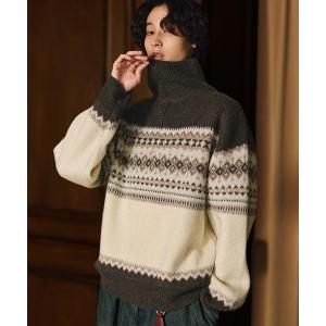 セーター ニット クラシック ノルディック ハーフジップニット 「100% wool」 メンズ