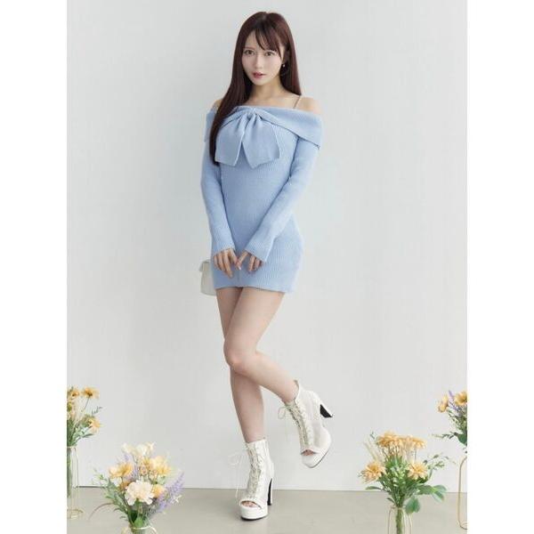 ワンピース フロントリボンタイトワンピース