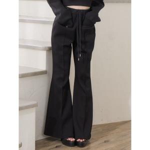 パンツ 「SETUP」ダンボールセンターピンタックフレアパンツ レディース