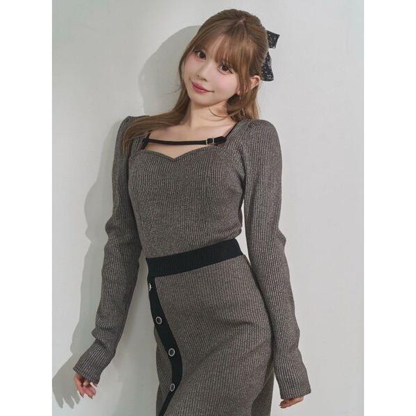 tシャツ ベルテッドリブTOP レディース