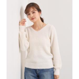 ニット セーター 「手洗い可」フェザーヤーンVネックニット レディース