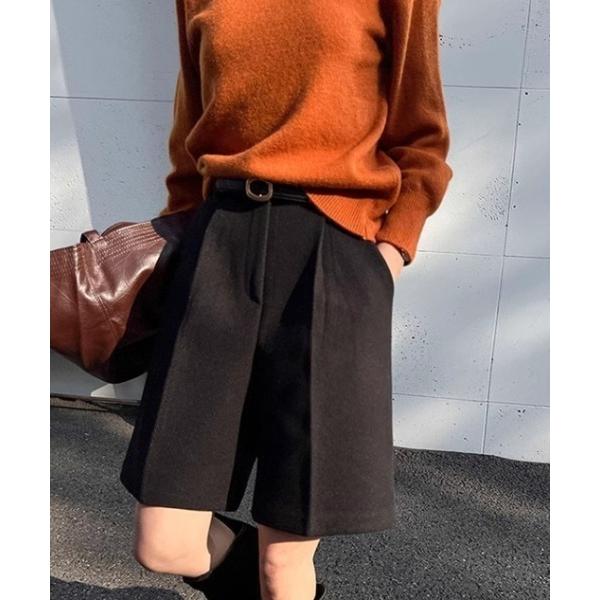 パンツ ウール調きれいめハーフパンツ レディース
