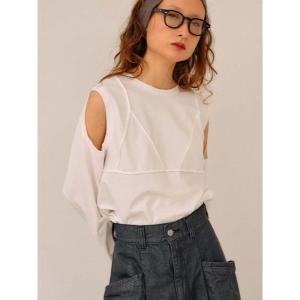 tシャツ ビスチェオープンショルダーロングTシャツ レディース