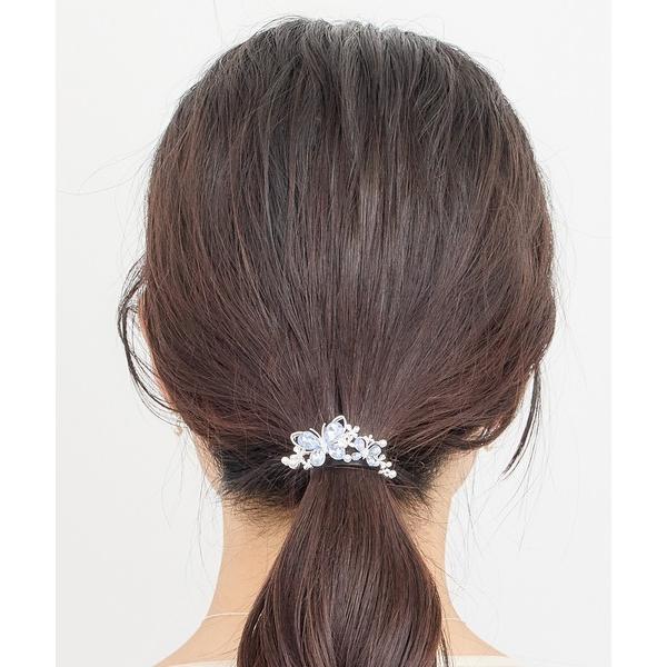 ヘアクリップ バタフライビジューフックポニー