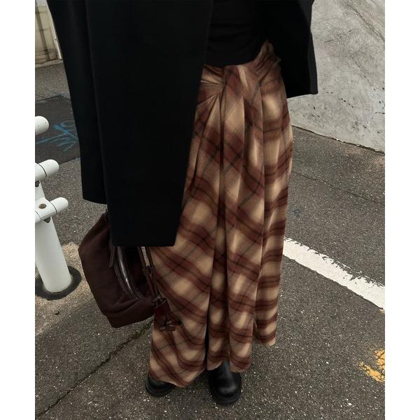 スカート UND DRAPE CHECK SKIRT