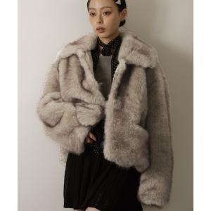 コート アウター 襟付きミックスファージャケット レディース