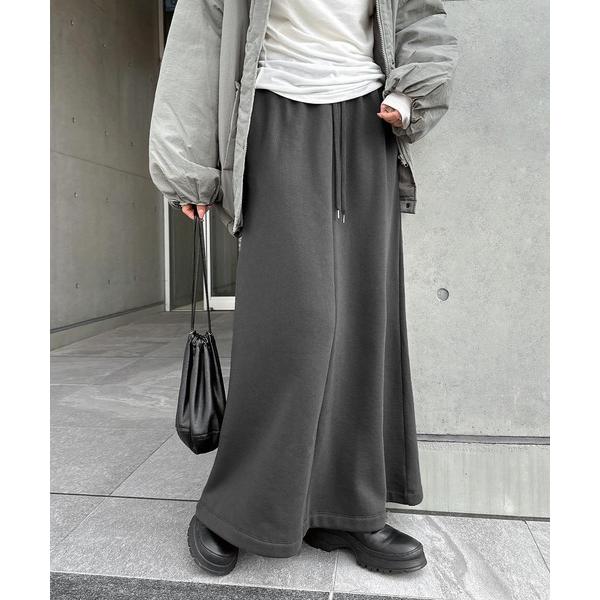 スカート 裏起毛スウェットロングマキシスカート