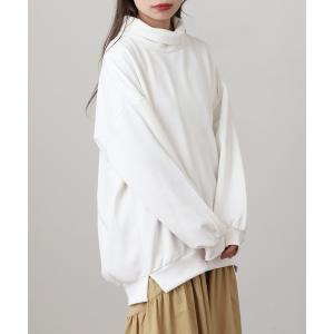 トレーナー スウェット spiritoso 裏起毛オーバーサイズハイネックプルオーバー レディース