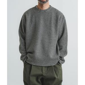 tシャツ リサイクルウール接結ボーダークルーネックプルオーバー メンズ