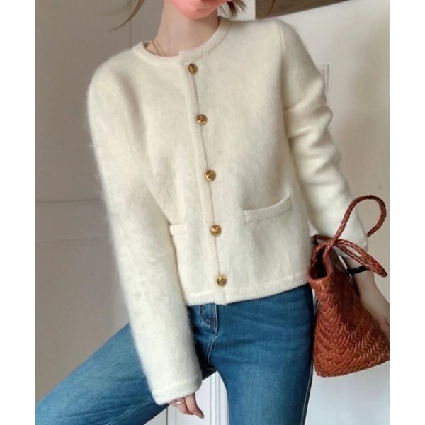 ニット セーター シングルブレストニットカーディガン レディース