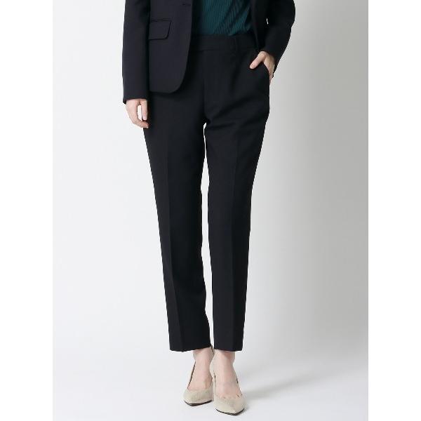 スラックス パンツ テーパードパンツ ウォッシャブル ウールライクポリエステル 無地 レディース
