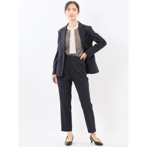 セットアップ 「ストレッチ ウォッシャブル」タカキューレディース 1ボタンジャケット＋テーパードパンツ フランネル紺 レディース