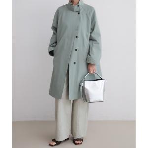 コート アウター シャンブレーライク綿ナイロン　スタンドコート レディース