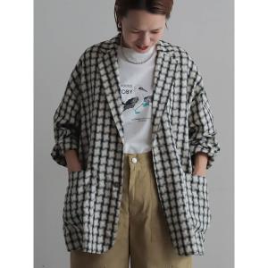 ジャケット テーラードジャケット シャドウブロックチェック　ゆるジャケット レディース