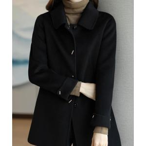 ピーコート pコート ダブルブレストベルト付きミドルレングスコート