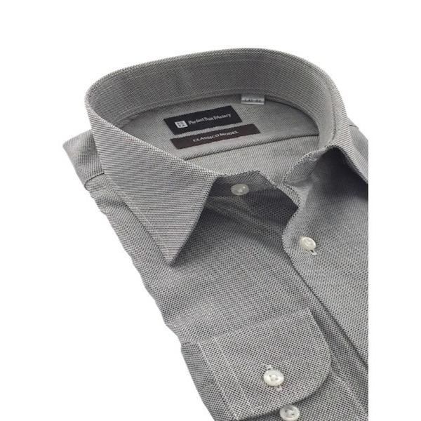 フォーマル シャツ 「ノンアイロン」長袖ワイシャツ「クラシコ」BLACK TRAD　先染めロイヤルオ...