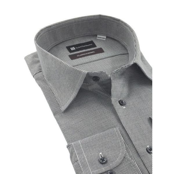 フォーマル シャツ 「ノンアイロン」長袖ワイシャツ「クラシコ」BLACK TRAD　先染め千鳥柄　ブ...