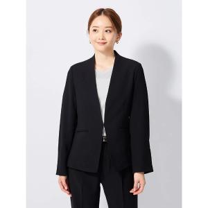 ジャケット ノーカラージャケット バックサテンジョーゼット　ノーカラージャケット　ブラック/ベージュ/ネイビー「ウォッシャブル」（セットアップ） レデ