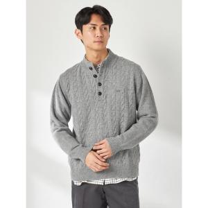 セーター ニット スーパージーロンハーフボタンニットプルオーバー メンズ