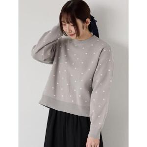 ニット セーター ドットジャカードクルーネックニット レディース