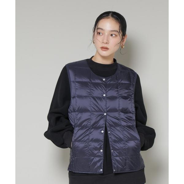 ダウンベスト ベスト TAION/クルーネックボタンダウンベスト レディース