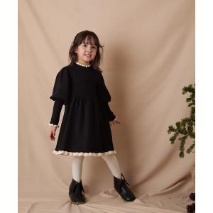 ワンピース バイカラーフリルニットワンピース キッズ 子供服 女の子