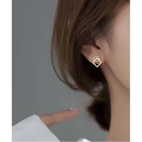 ピアス 「Bz」レディース スクエア ピアス ラインストーン(BDS) レディース メンズ