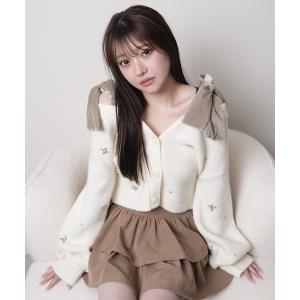 ニット セーター 2wayリボンジュエルニット レディース