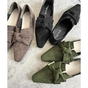 パンプス 柔らかスエード素材の2wayバブーシュ パンプス