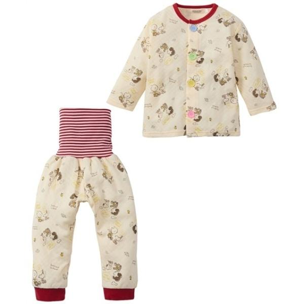 スリーパー 「スヌーピー・ディズニー・トムとジェリー」腹巻付きニットキルト長袖前開きパジャマ