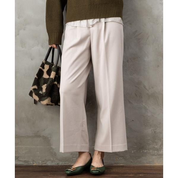 パンツ 「JETSET SOLO PLUS」両面起毛ポケット釦ワイドパンツ レディース