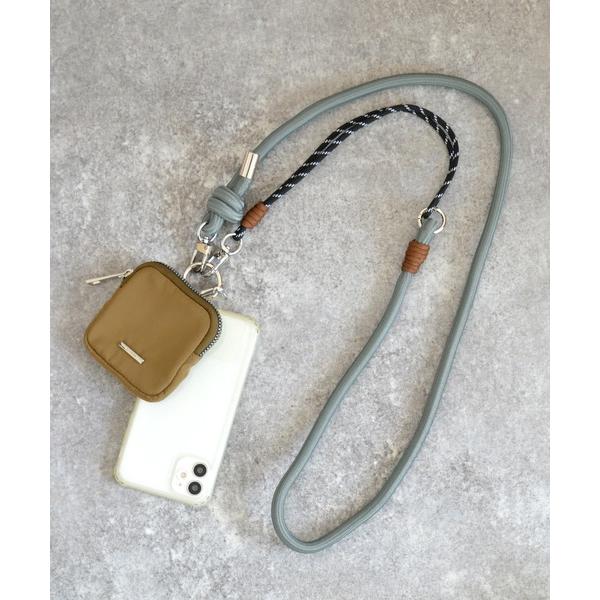 ポーチ付き スマホストラップ 配色ロープ